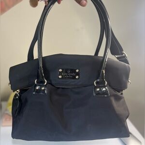 Kate Spade New York Black Nylon Carmen Shoulder Crossbody Foldover Satchel Bag